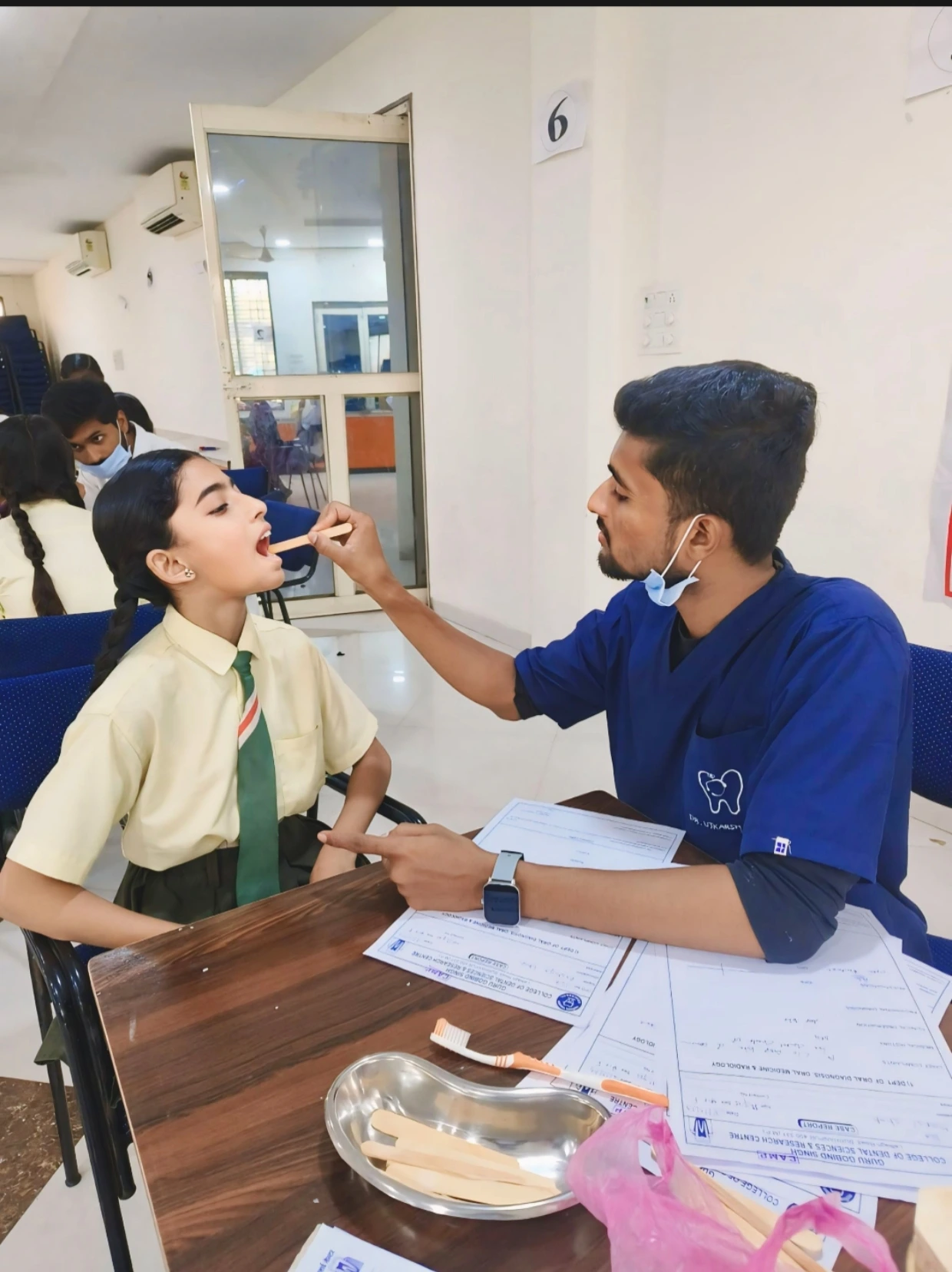 Consultation area discussing teeth implants and aligners at Sewa Dental Care